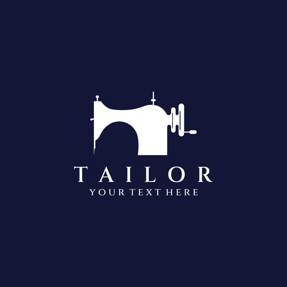 Tailor silhouette logo with needle, thread, benik and sewing machine markings. Logo design for tailors, fashion, boutiques and other clothing companies. With vector illustration design.