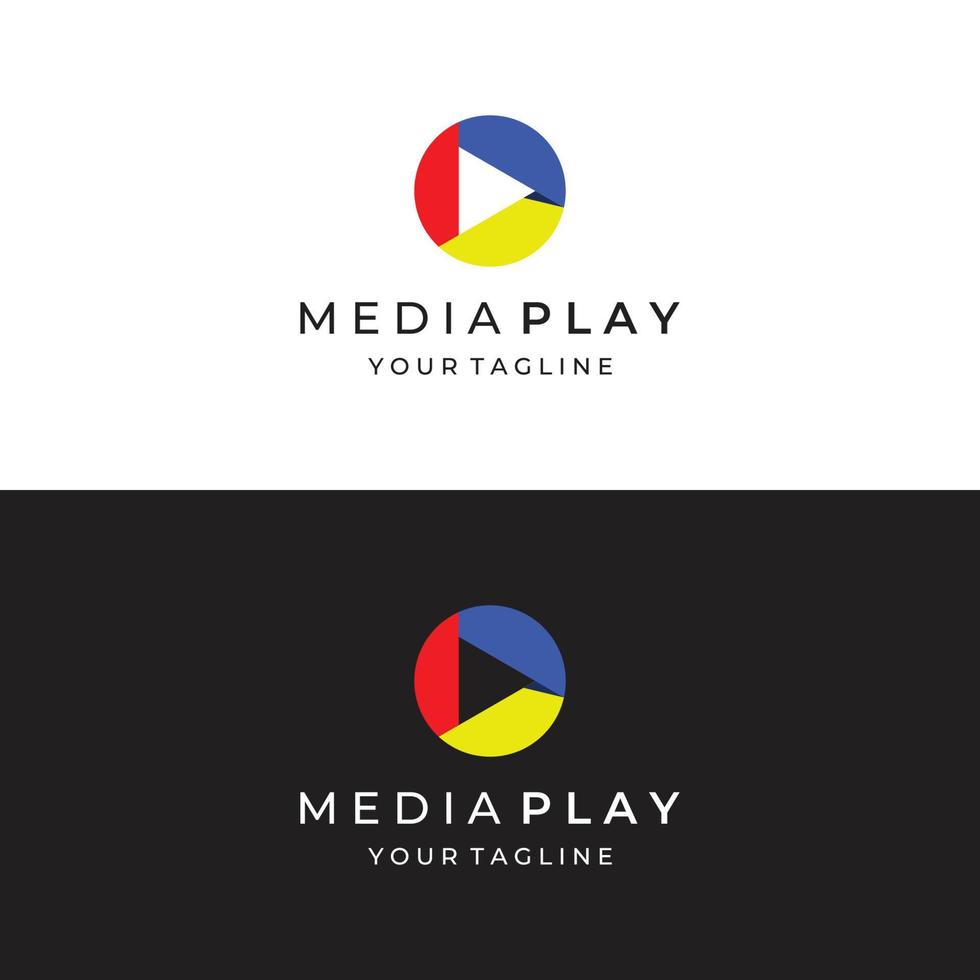 Media logo play button with modern triangle, the logo can be used for multimedia, printing, technology and other businesses. vector