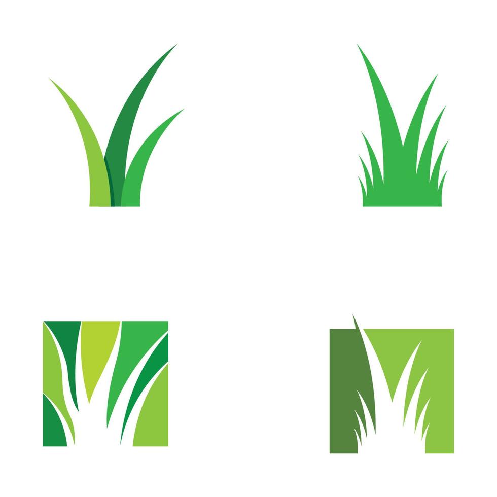 logotipo de elemento de hierba verde natural, pradera y hierba cortada en la plantilla de diseño de logotipo de vector de primavera.