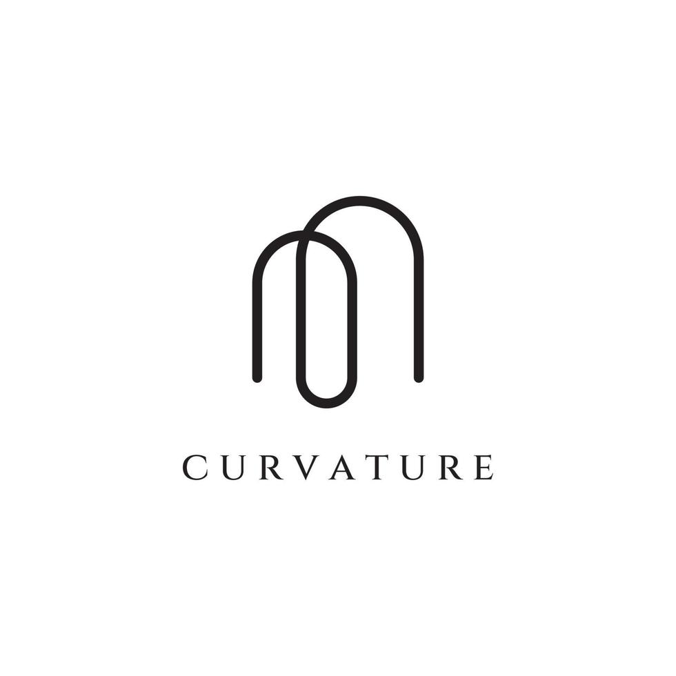 Abstract elements of arch line vector logo, for the construction of doors, windows, buildings and architecture. On a black and white isolated background.