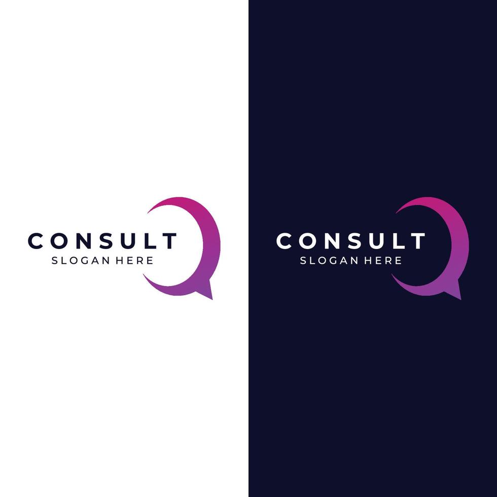 Consultation logo with bubble chat sign, infinity consultation, consultation with people. By using easy and simple illustration editing. vector