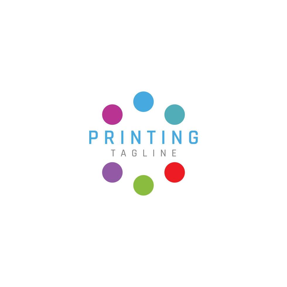 Abstract colorful logo digital printing, printing services, media, technology and the internet. With a modern and simple concept. vector