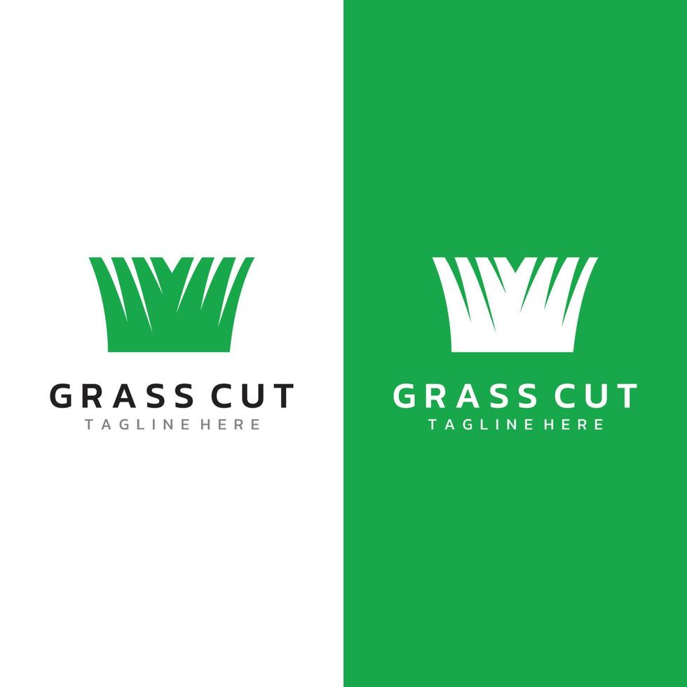 Natural green grass, meadow, and mowed grass element logo in Spring vector logo design template.