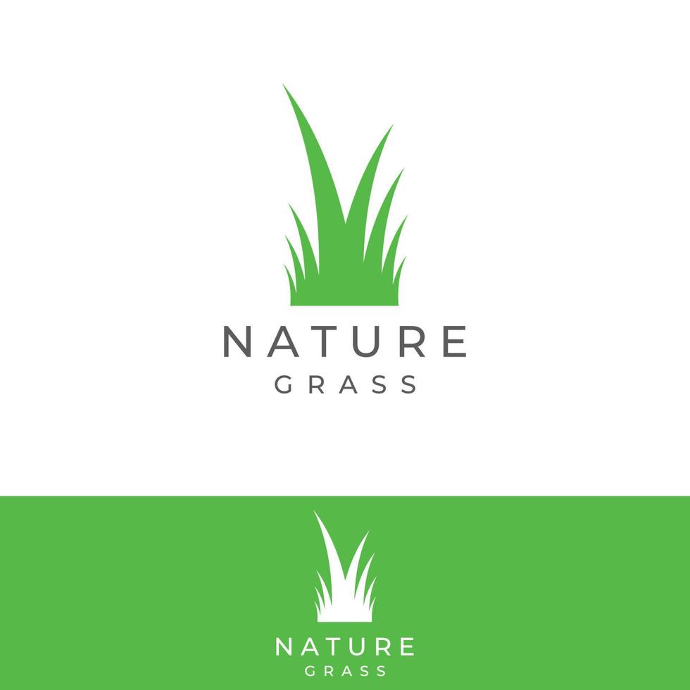 logotipo de elemento de hierba verde natural, pradera y hierba cortada en la plantilla de diseño de logotipo de vector de primavera.