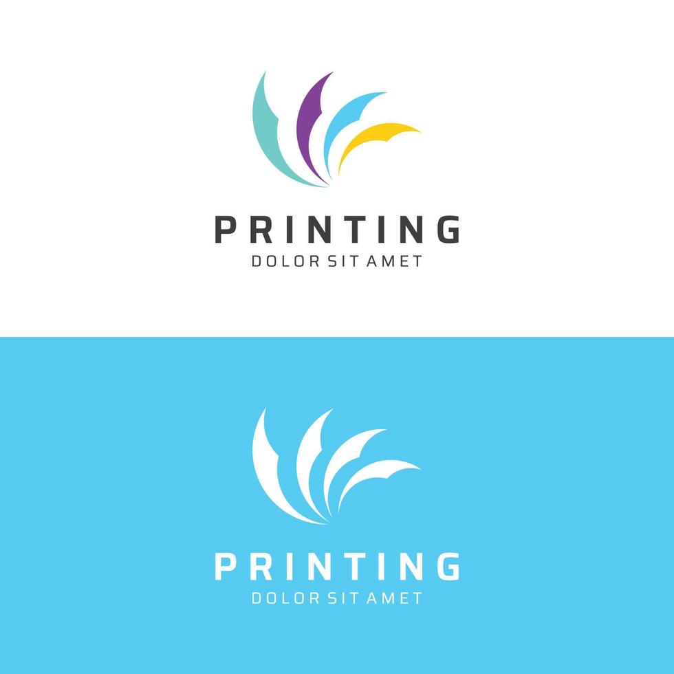 Abstract colorful logo digital printing, printing services, media, technology and the internet. With a modern and simple concept. vector