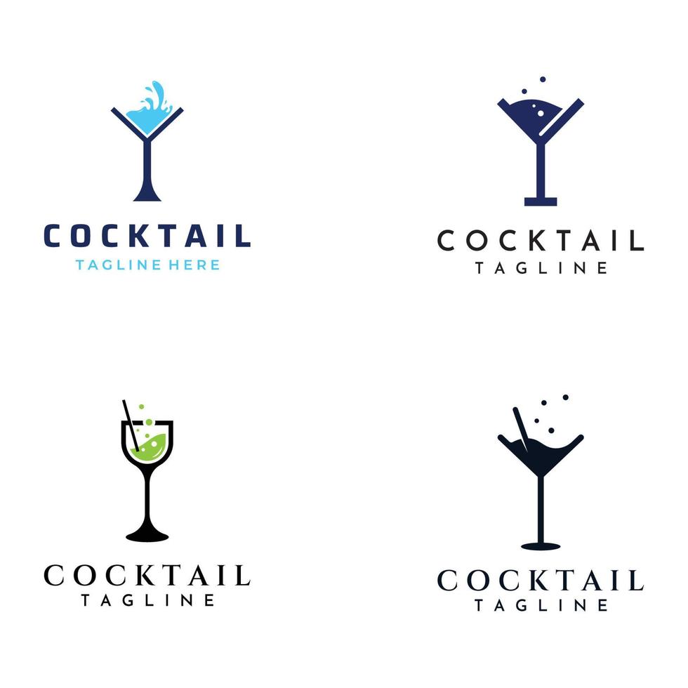 logotipo de cóctel de alcohol, bebidas de club nocturno. logotipos para clubes nocturnos, bares y más. en estilo de concepto de ilustración vectorial. vector