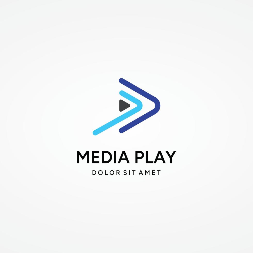 Media logo play button with modern triangle, the logo can be used for multimedia, printing, technology and other businesses. vector