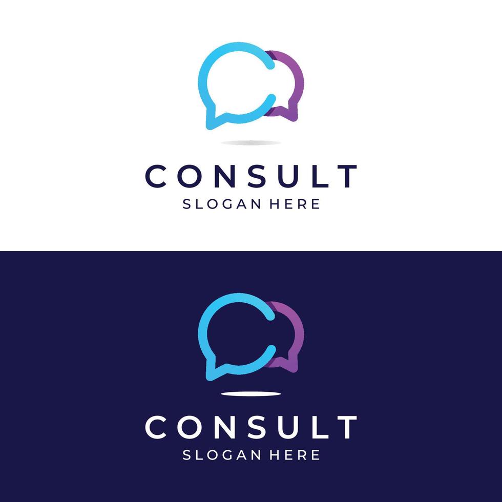 Consultation logo with bubble chat sign, infinity consultation, consultation with people. By using easy and simple illustration editing. vector