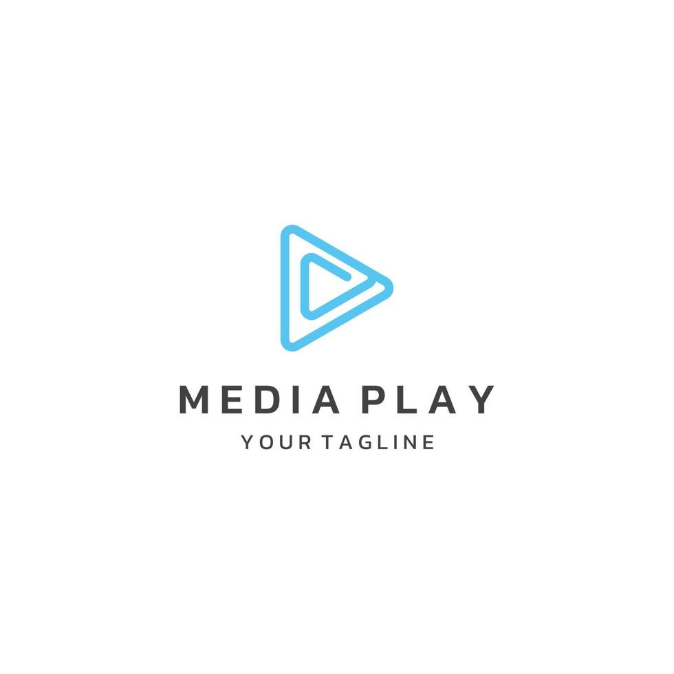 Media logo play button with modern triangle, the logo can be used for multimedia, printing, technology and other businesses. vector