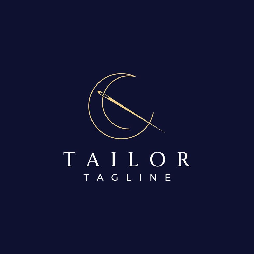 Tailor silhouette logo with needle, thread, benik and sewing machine markings. Logo design for tailors, fashion, boutiques and other clothing companies. With vector illustration design.