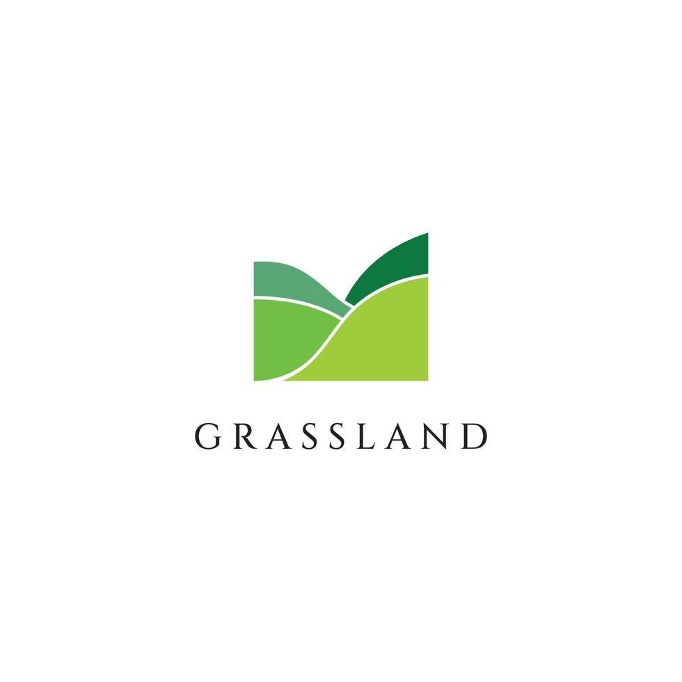 Natural green grass, meadow, and mowed grass element logo in Spring vector logo design template.