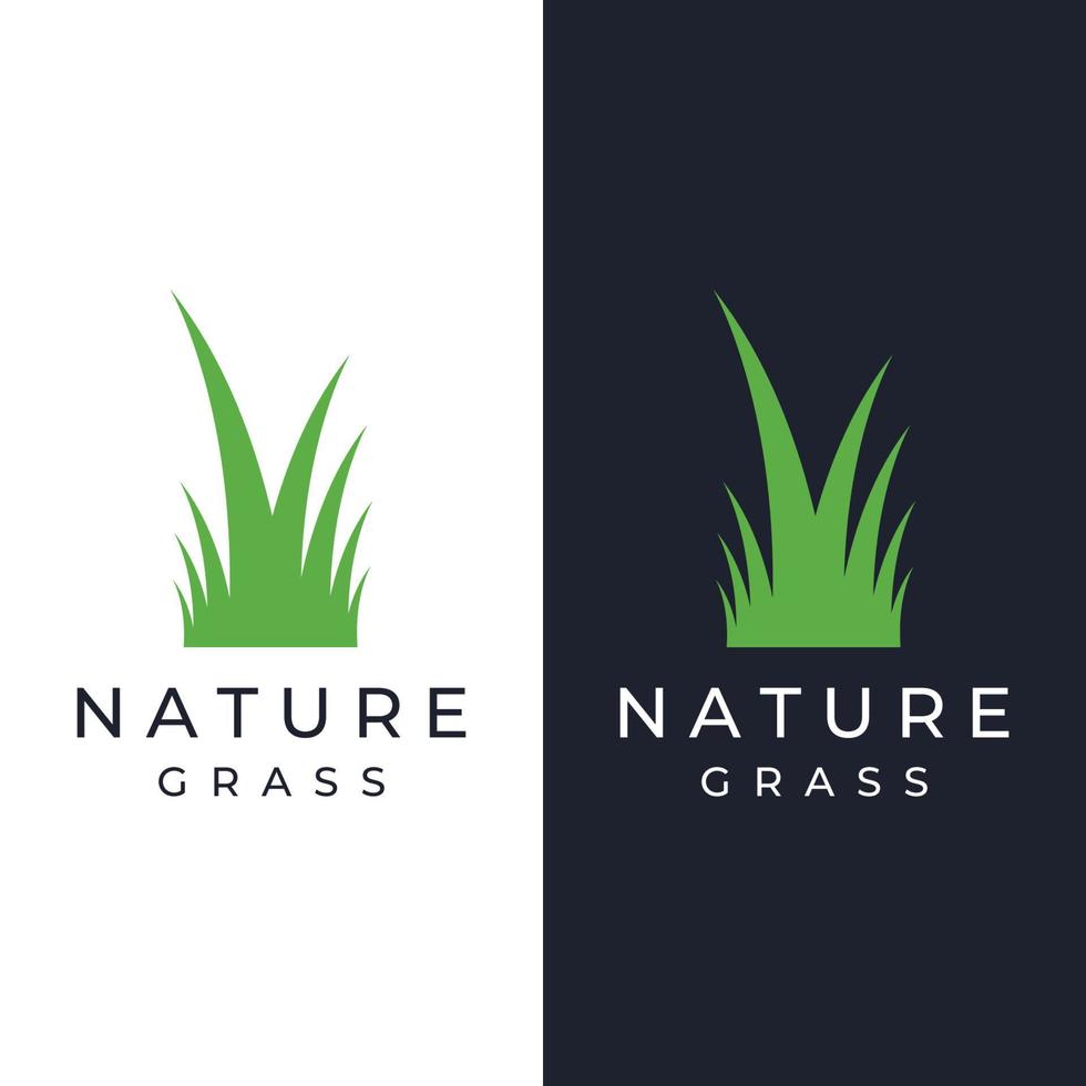 Natural green grass, meadow, and mowed grass element logo in Spring vector logo design template.