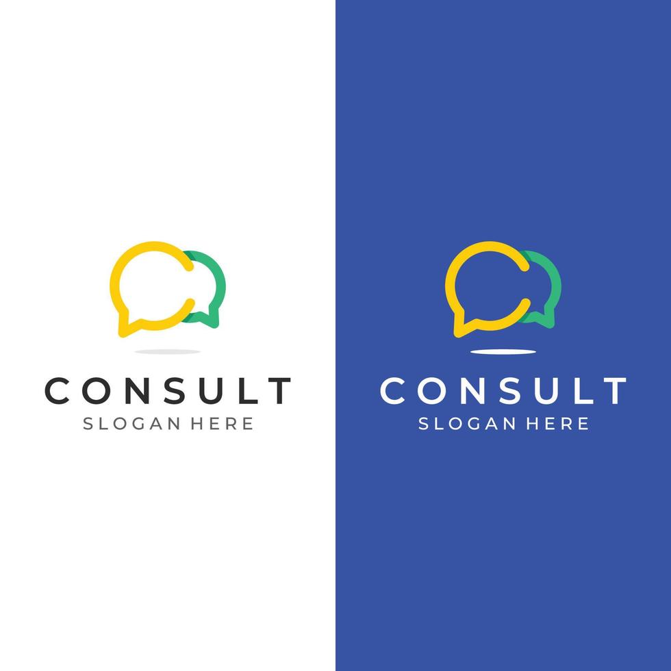 Consultation logo with bubble chat sign, infinity consultation, consultation with people. By using easy and simple illustration editing. vector
