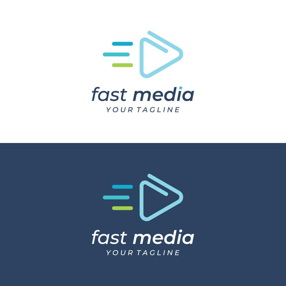 Media logo play button with modern triangle, the logo can be used for multimedia, printing, technology and other businesses. vector
