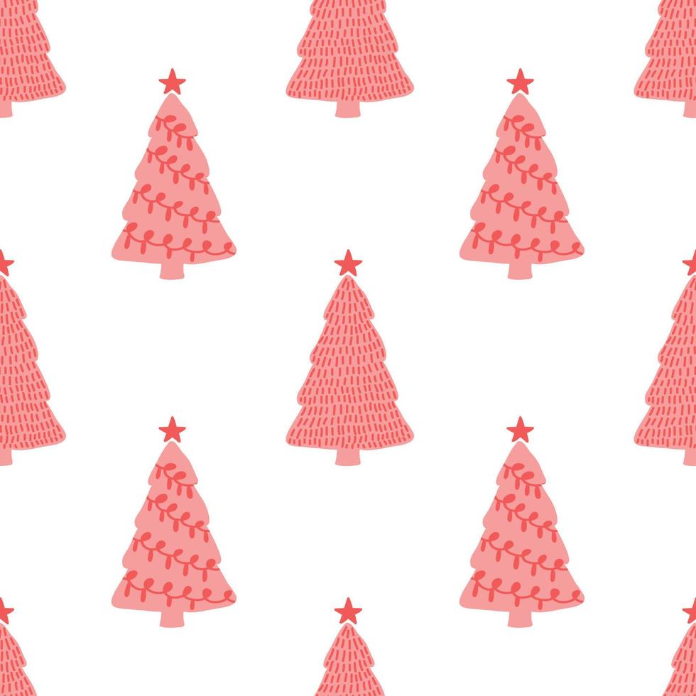 vector de diseño lindo de patrones sin fisuras de árboles de navidad
