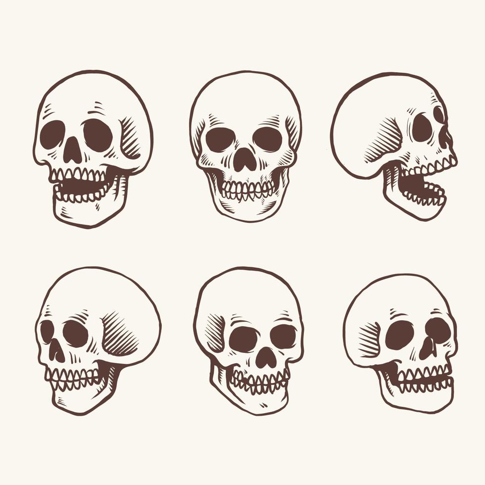 Hand drawn Skull Head Vector Illustration