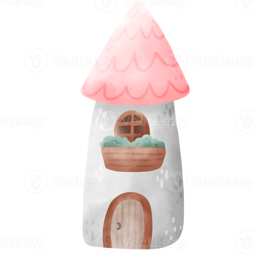 Watercolor gnome house png