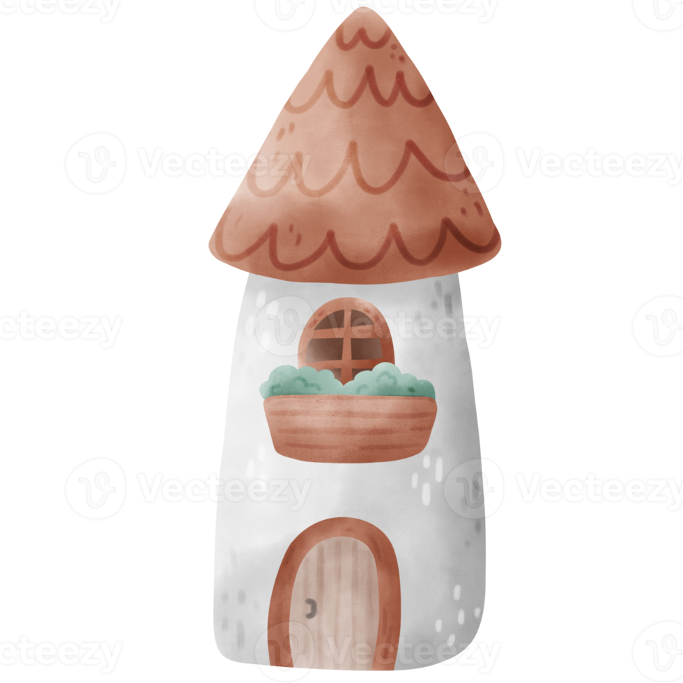 vattenfärg gnome hus png