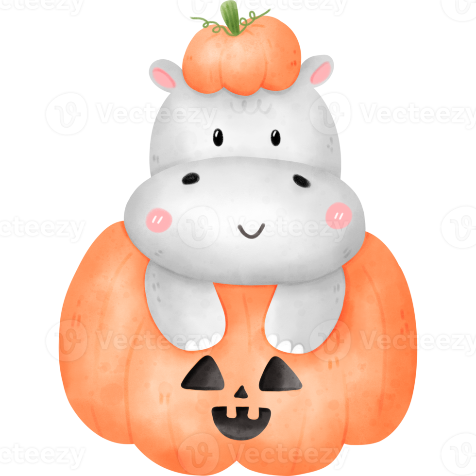 hipopótamo na abóbora de halloween png