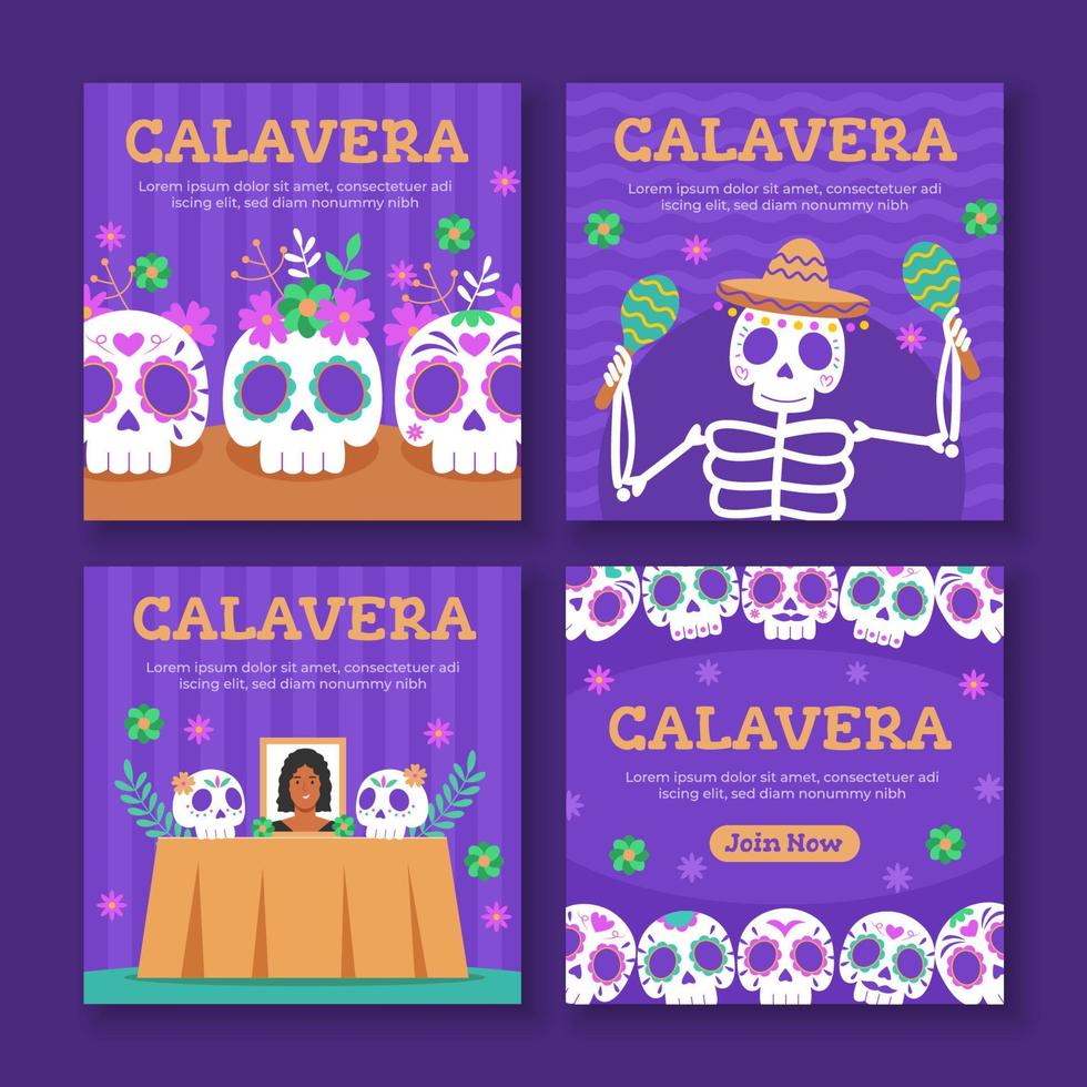 Calavera Social Media Post Template vector