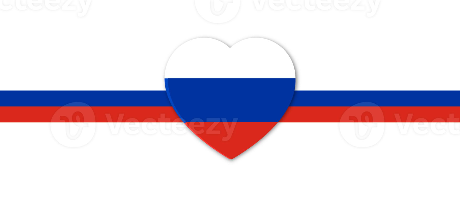 Russia cuore nazionale strisce bandiera. trasparente sfondo. illustrazione png