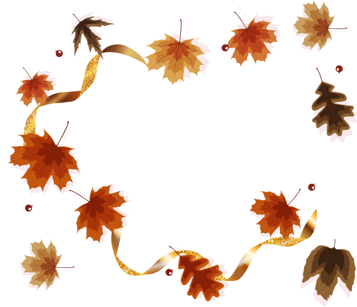 marco de otoño con hojas cayendo png