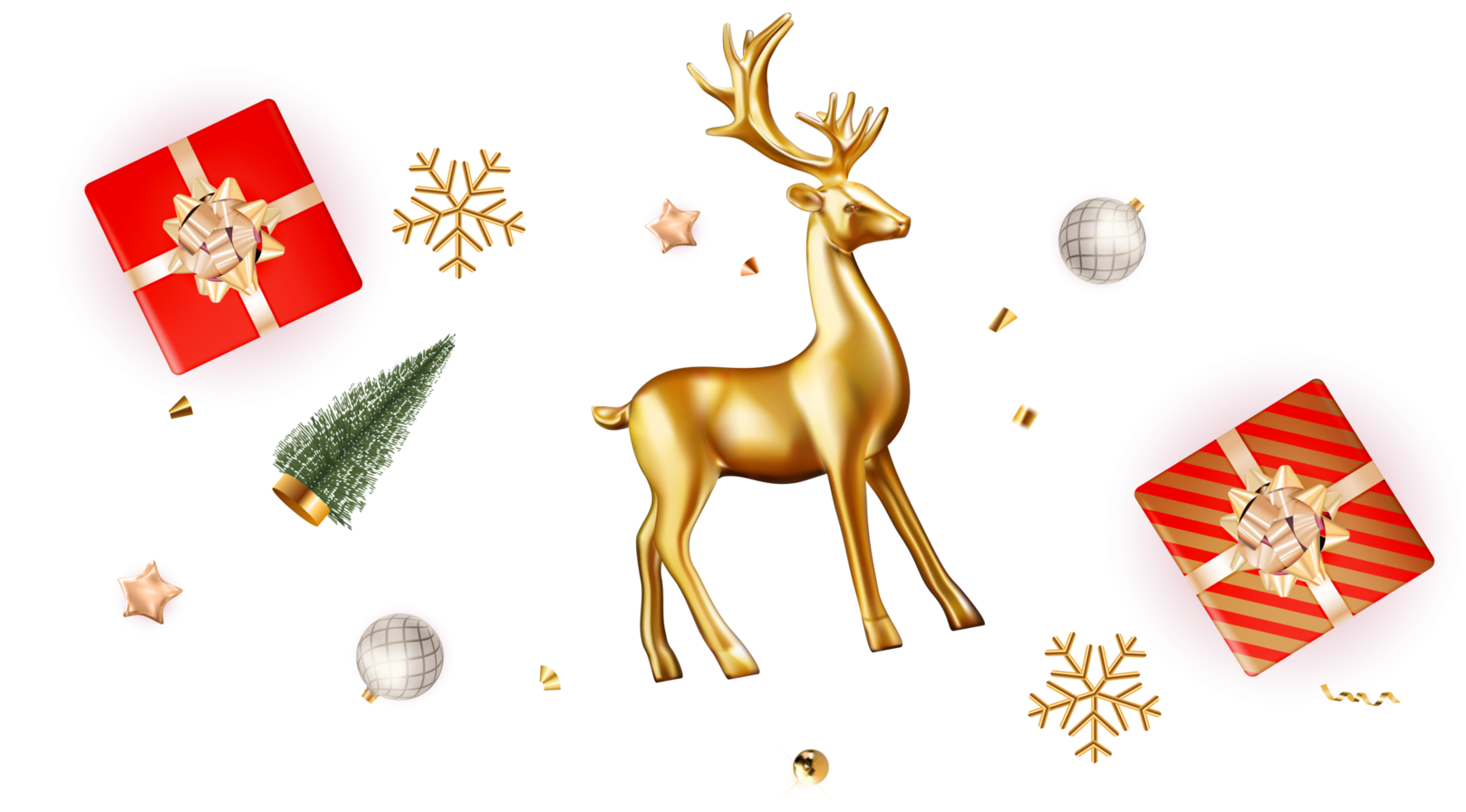 Christmas Decoration with Deer and Gift Box png