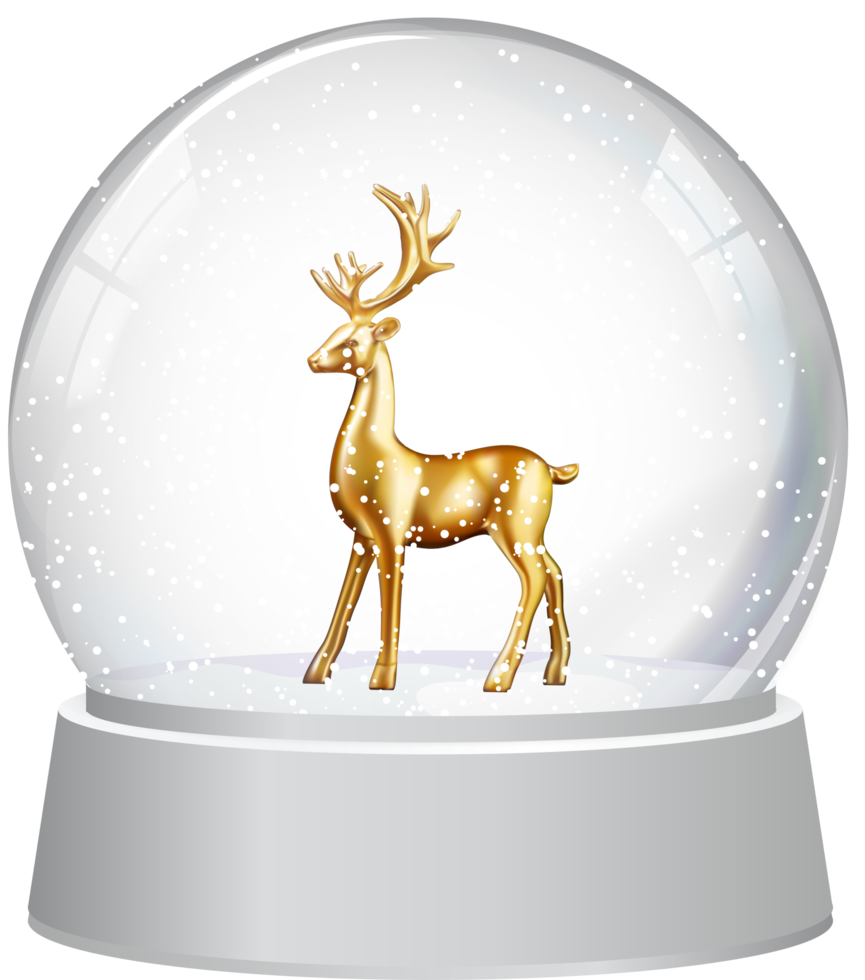ciervo dorado en bola de cristal de navidad png