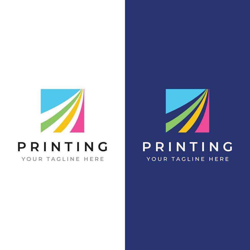 Abstract colorful logo digital printing, printing services, media, technology and the internet. With a modern and simple concept. vector