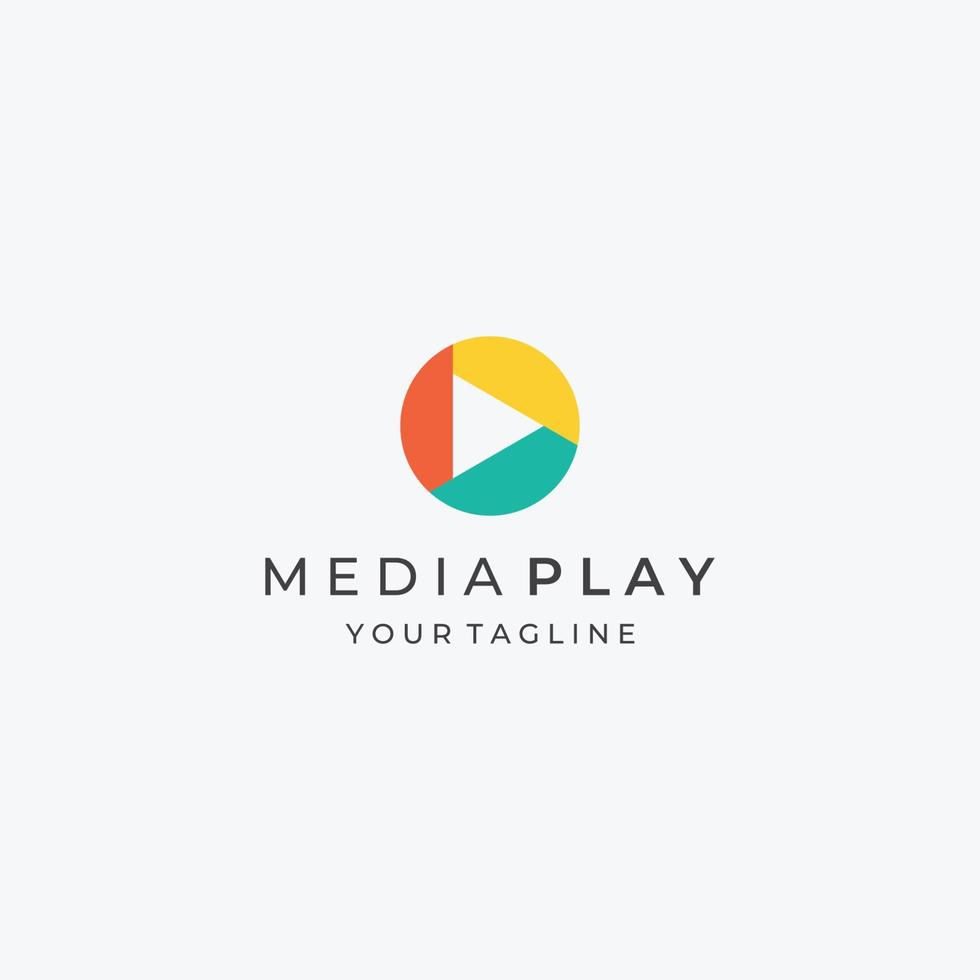 Media logo play button with modern triangle, the logo can be used for multimedia, printing, technology and other businesses. vector