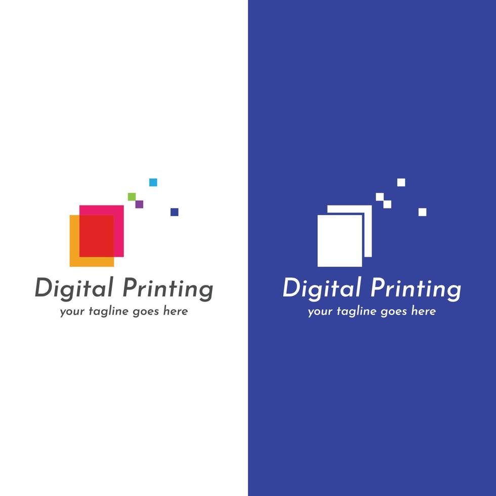 Abstract colorful logo digital printing, printing services, media, technology and the internet. With a modern and simple concept. vector