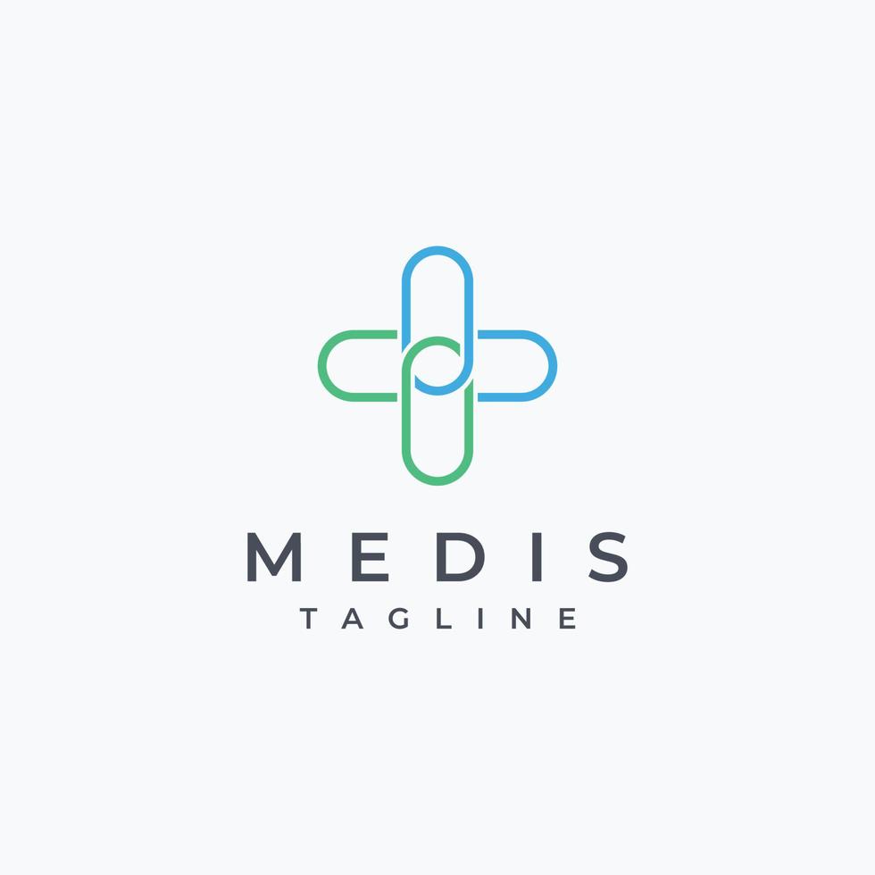 logotipo de signo médico con un signo más simple y moderno, logotipo para médico, farmacia, farmacia, hospital. Con ilustración de vector de plantilla.