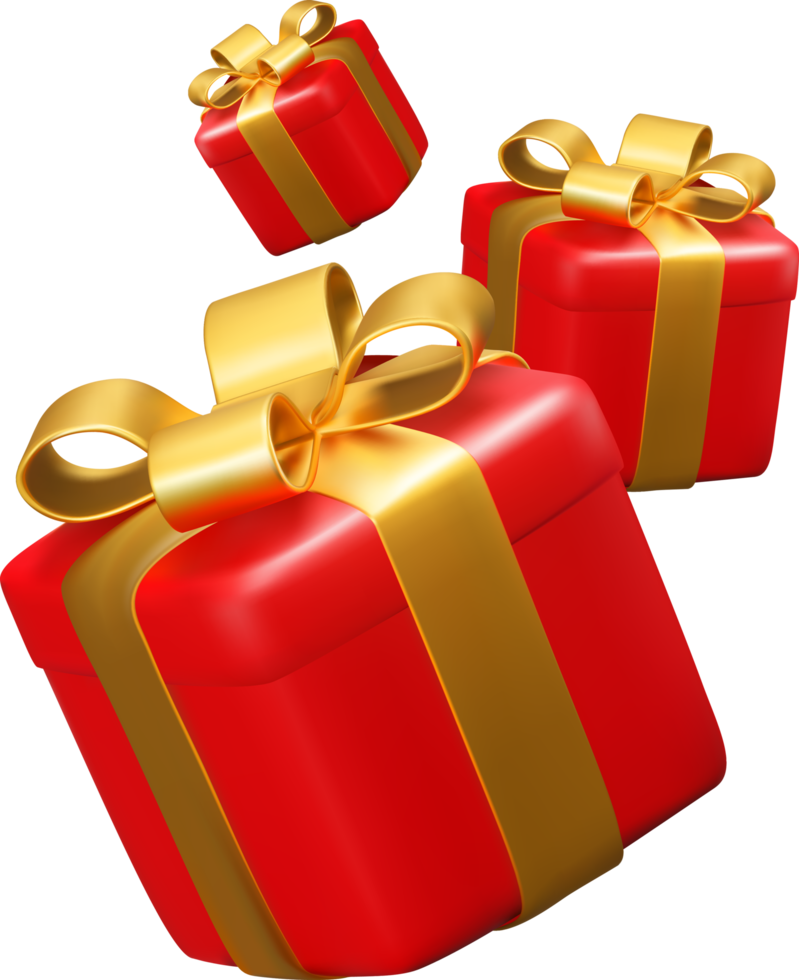 Realistic 3D Gift Box Cutout png