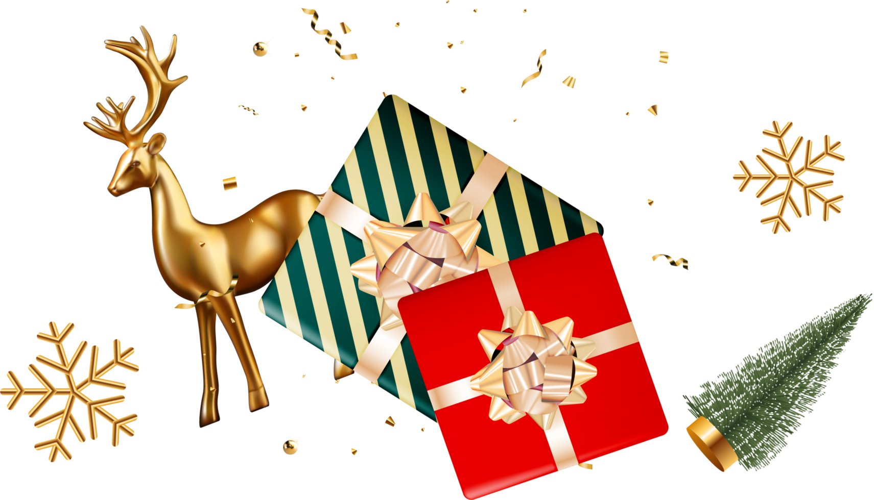 Christmas Decoration with Deer and Gift Box png