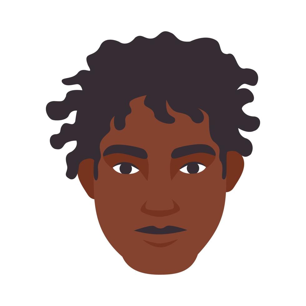 hombre cabeza de cabello curvo oscuro cara masculina icono de avatar estilo plano simple ilustración vectorial vector