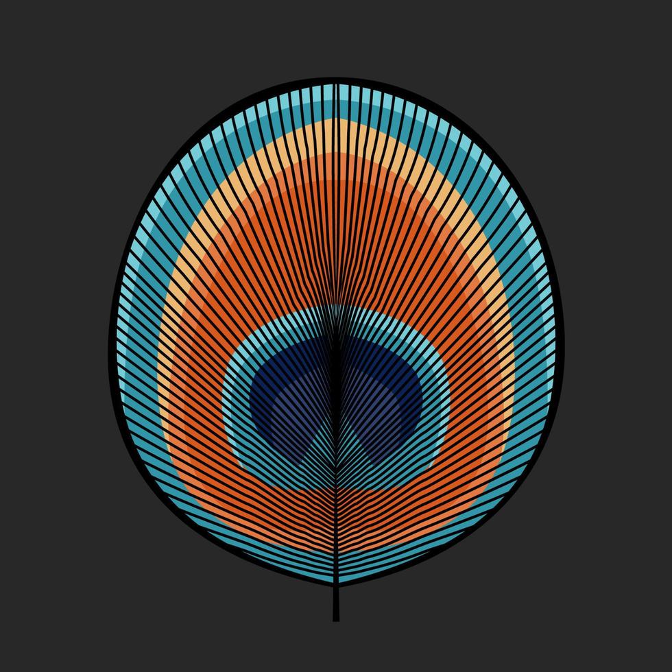 Geometric stylized eye of peacock feather vector illustration