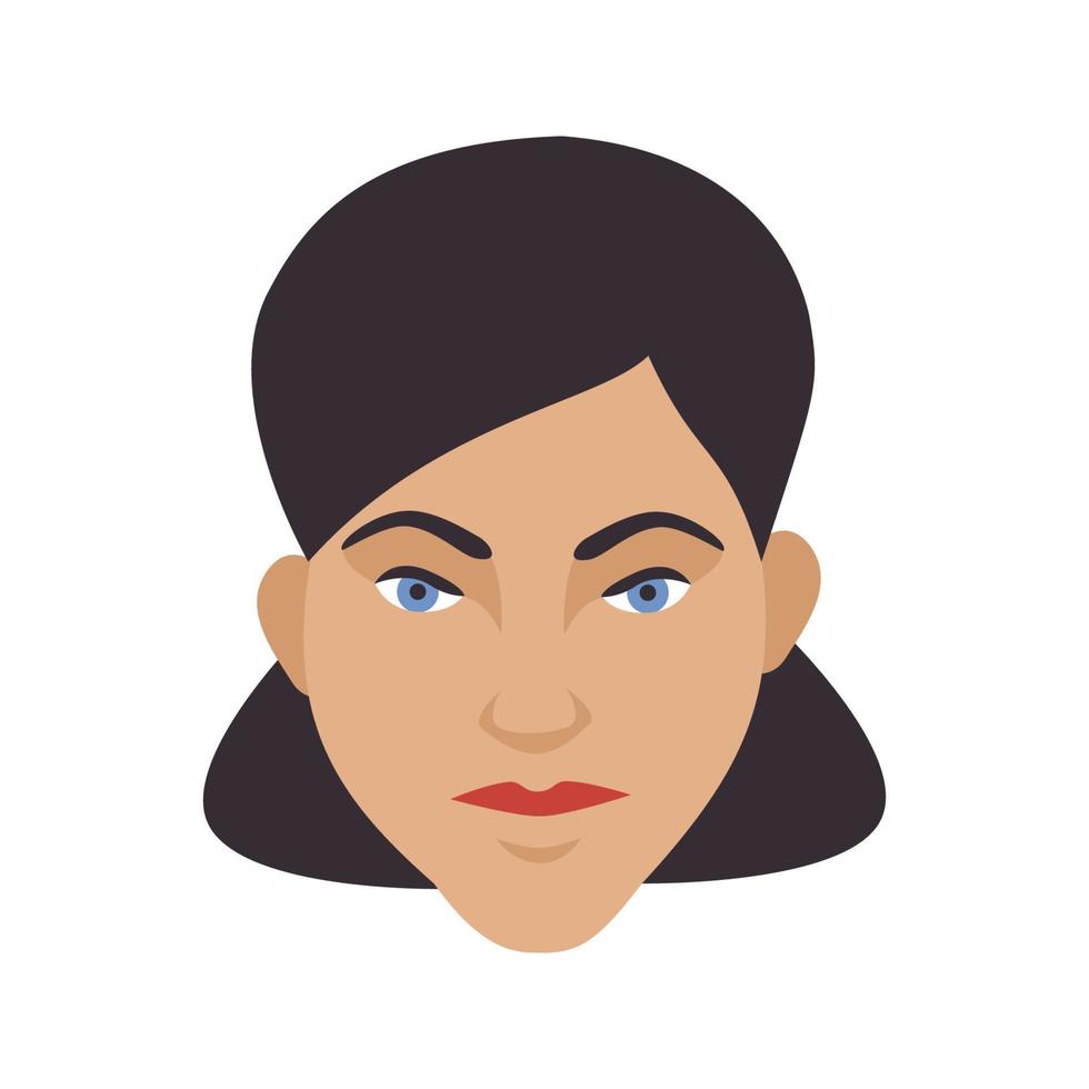 Woman dark hair head female face avatar icon simple flat style vector illustration