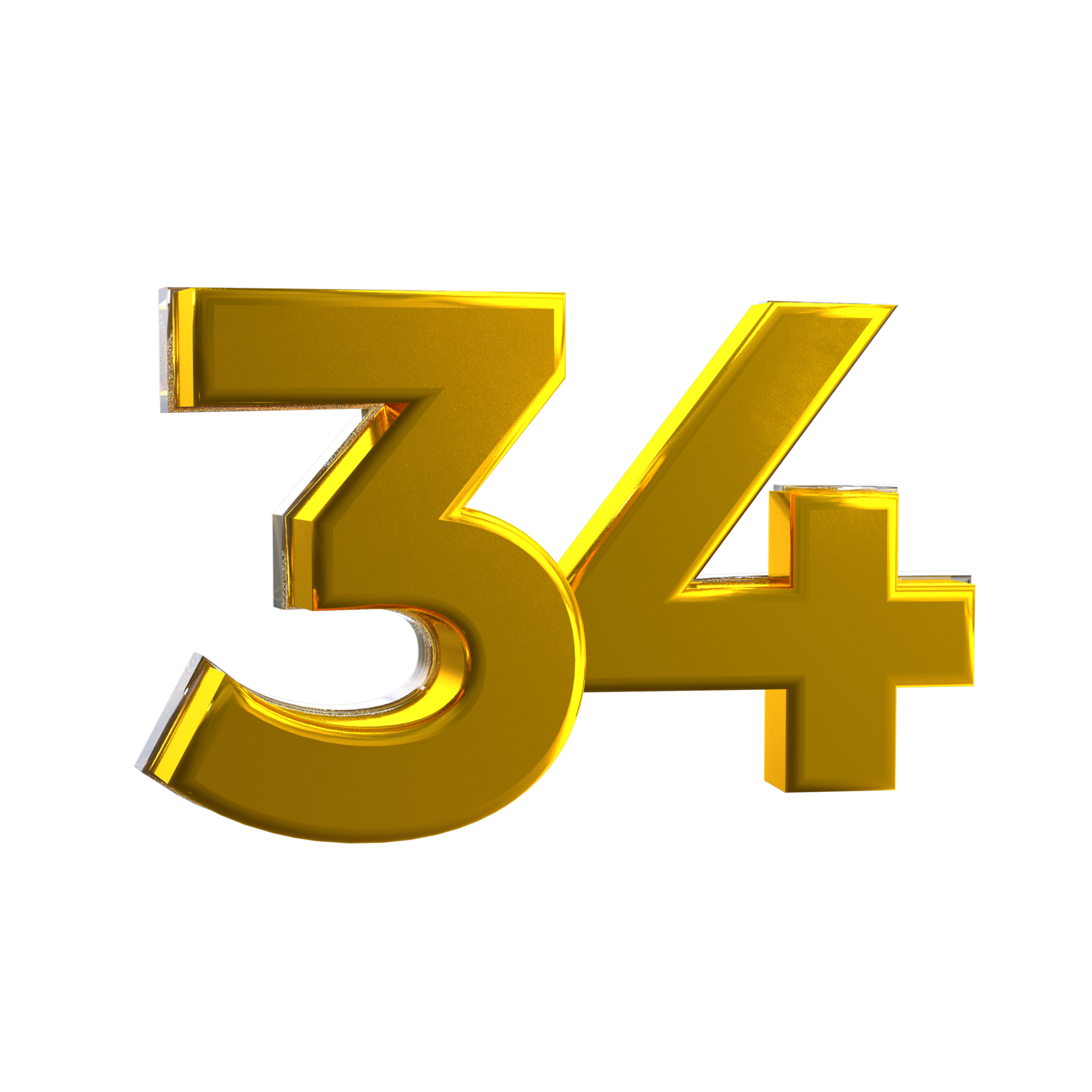 Mental yellow color 34 3D Number 11016783 PNG