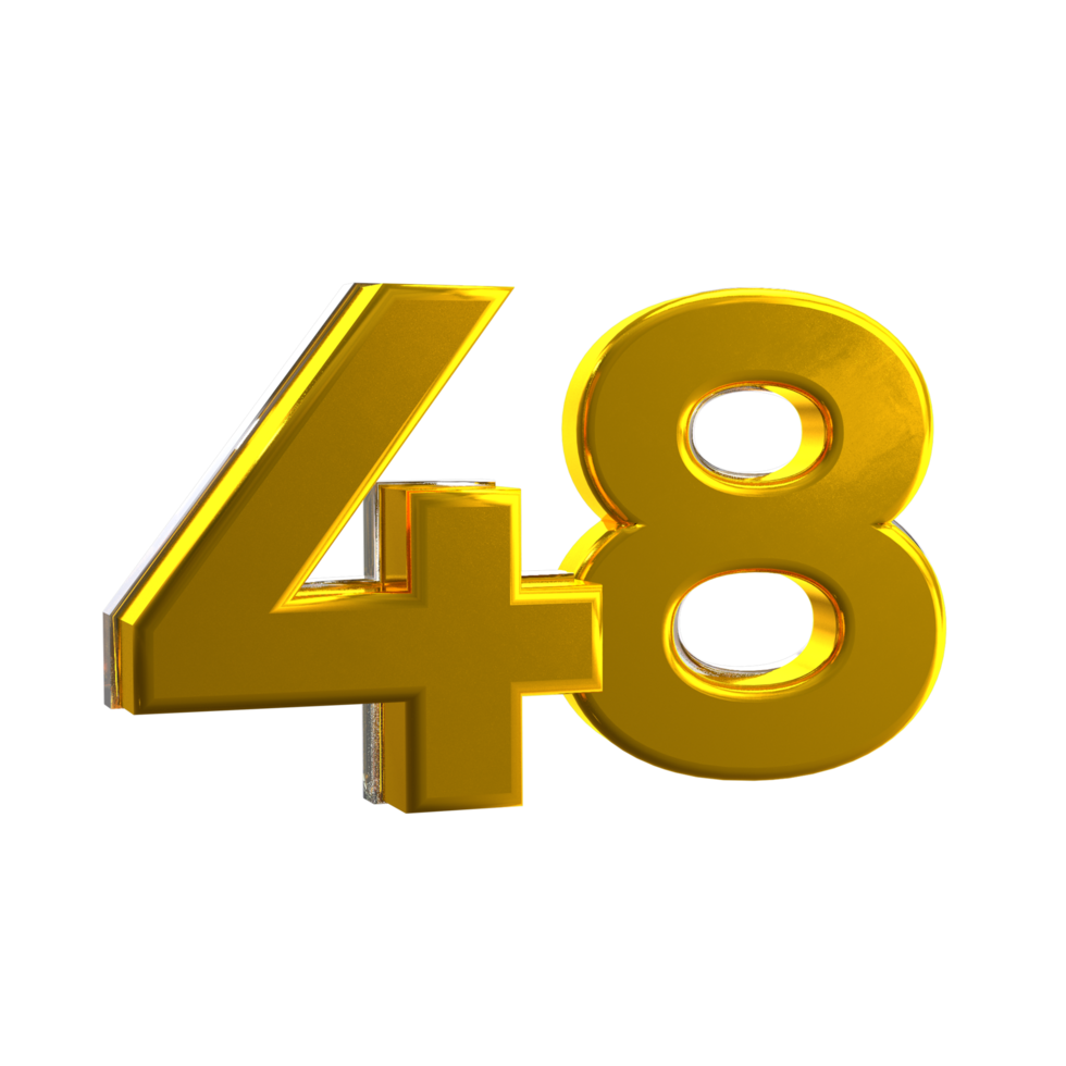 Mental Yellow color 48 3D number png