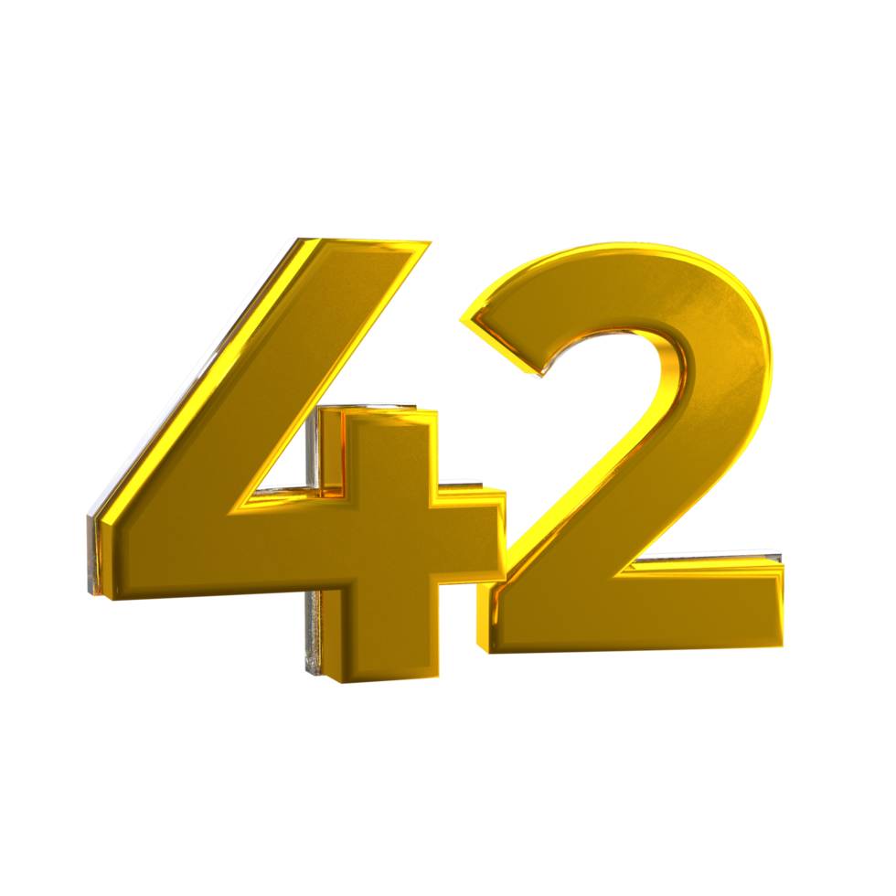 Mental Yellow color 42 3D number png