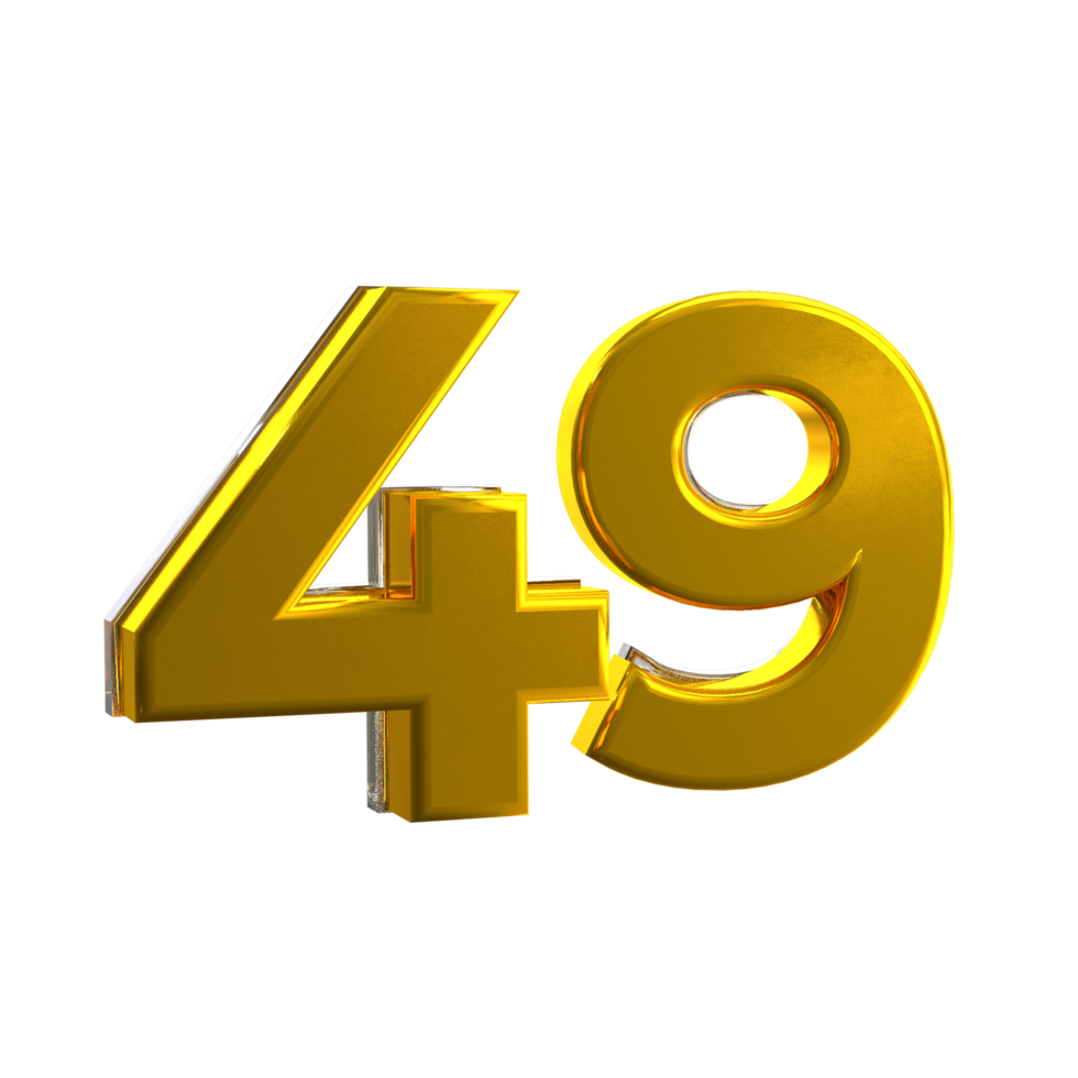 Mental Yellow color 49 3D number png
