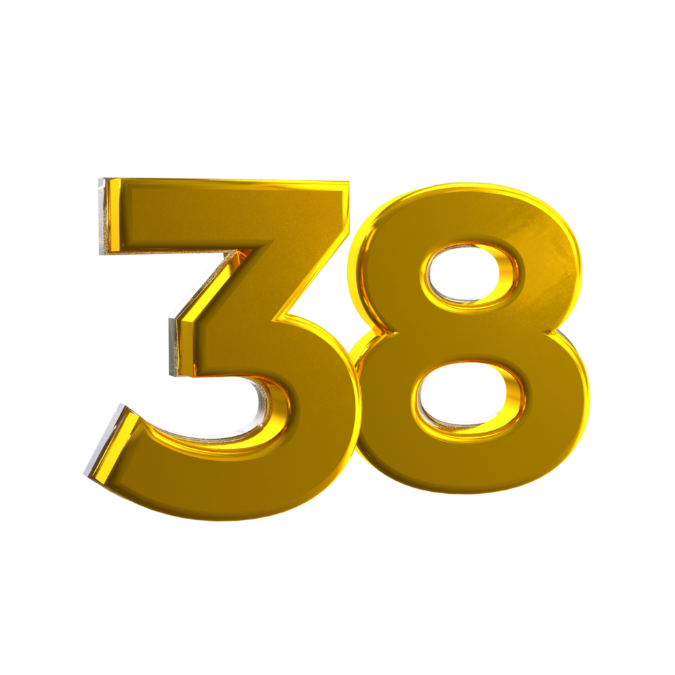 Mental Yellow color 38 3D number png