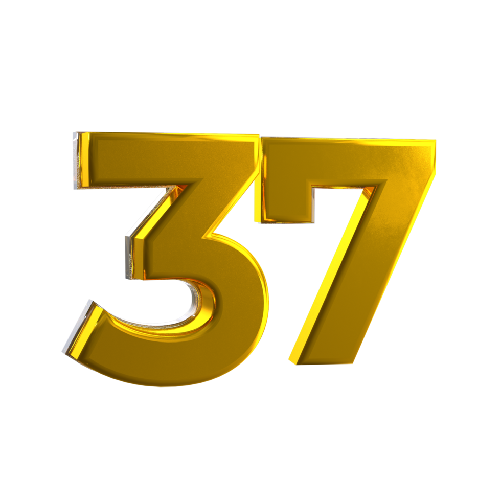 Mental Yellow color 37 3D number png