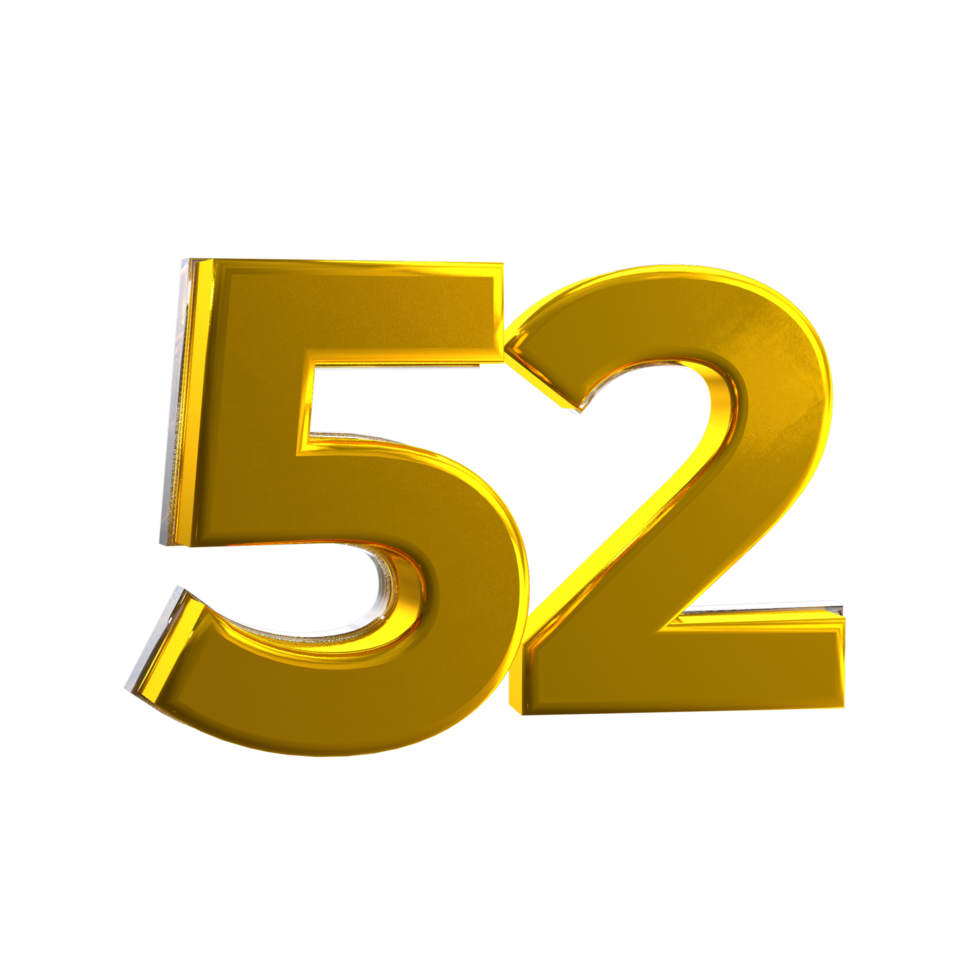 Mental Yellow 52 3D number png