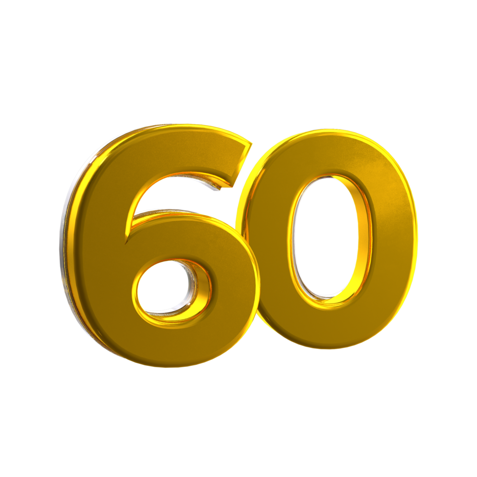 Mental Yellow 60 3D number png