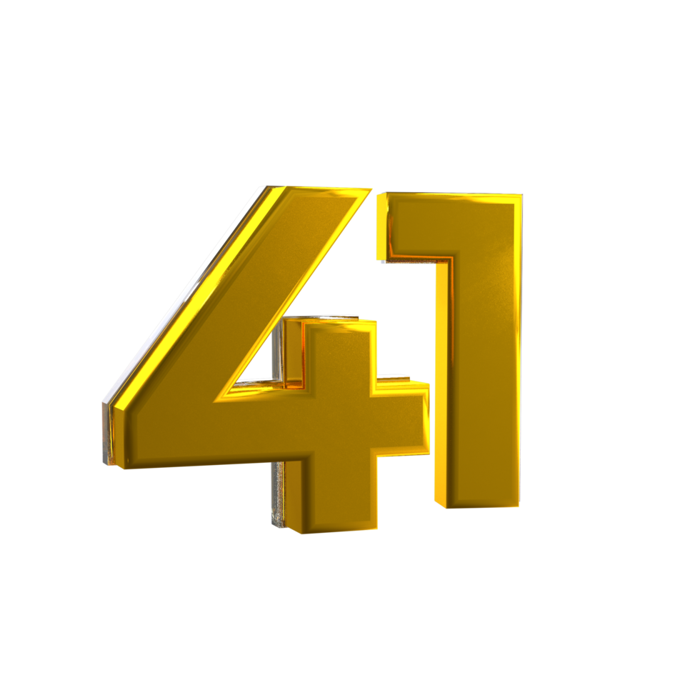 Mental Yellow color 41 3D number png