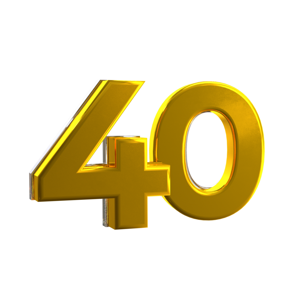 Mental Yellow color 40 3D number png