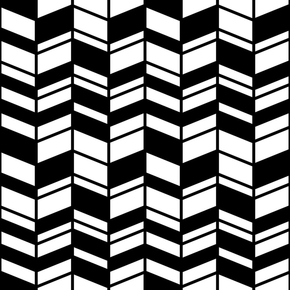 Abstract black and white seamless pattern. Background texture. Irregular geometrical shapes parallelogram, rhomb. Chevron zigzag print, wrapping paper, wallpaper, textile, fabric, surface textures. vector