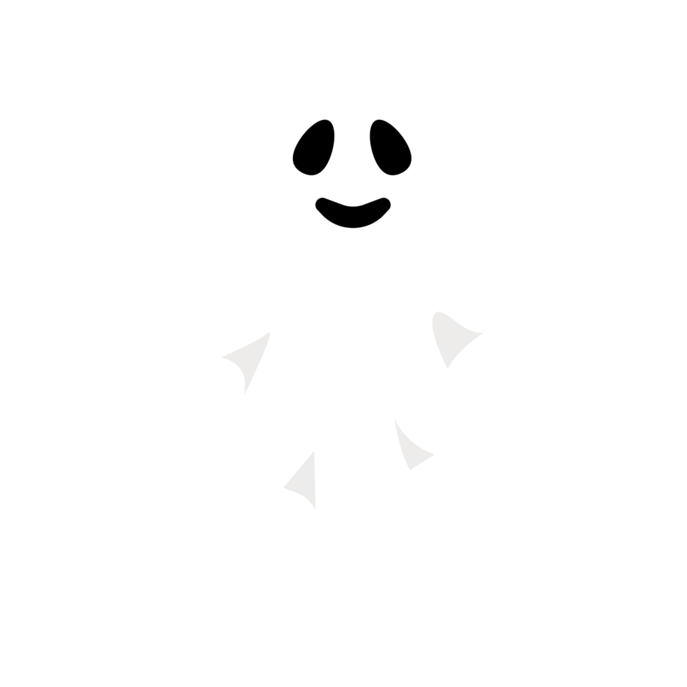 desenho de fantasma fofo de halloween em um fundo transparente. fantasma png com formas abstratas. imagem de elemento de festa fantasma branco de halloween. fantasma png com uma cara assustadora.