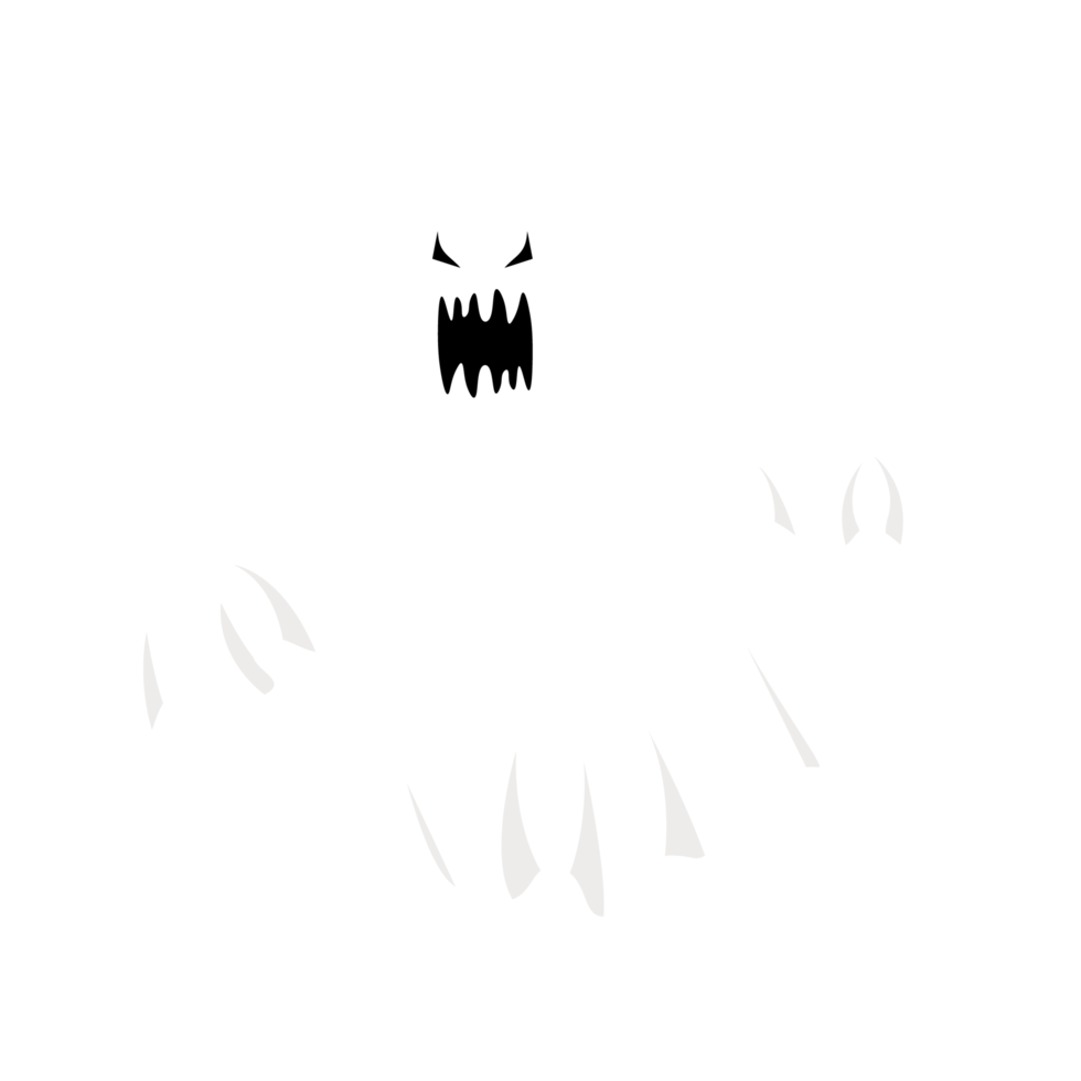 halloween eng wit geest ontwerp met een onheil gezicht Aan een transparant achtergrond. geest met abstract vormen. halloween wit geest partij element afbeelding. geest PNG met onheil gezicht.